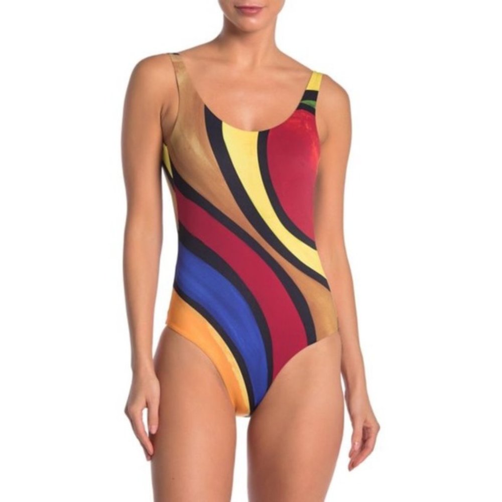 Onia Kelly Colorblock Stripe Scoop Back One-Piece